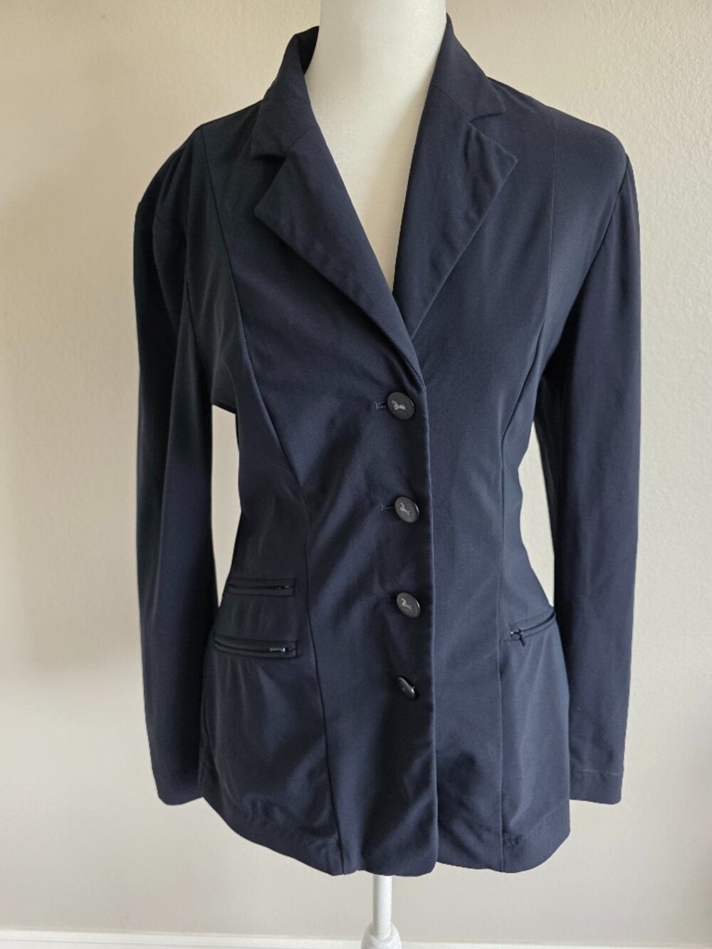 R.J. Classics Xtreme Orange Label Show Coat Equestrian Riding Jacket Size 6 Navy